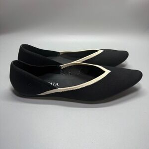 Vivaia Vienna Pointed Toe V-Cut Ballet Flats Black White Size 41 US 9.5